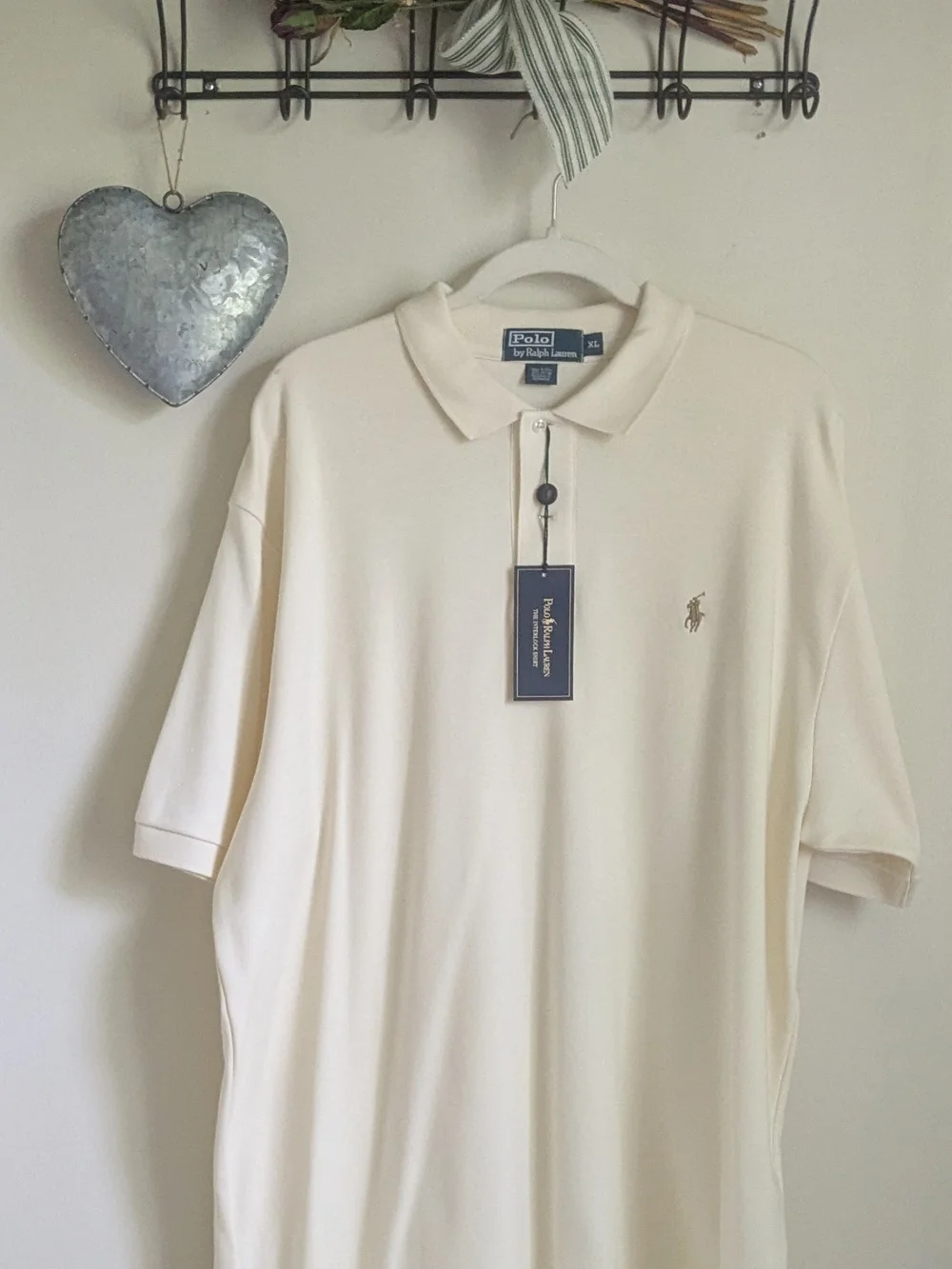 Ralph Lauren Men’s Cream Polo Shirt with Embroidered Pony